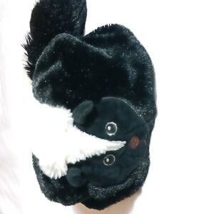 Adorable Black and White Skunk Kids Hat Fleeced Lined
